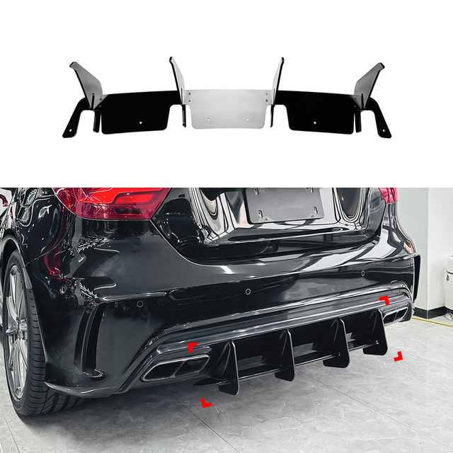 AMP-Z المصد الخلفي Diffuser Diffuser Valance Lip لـ Mercedes Benz A Class W176 A45 AMG 2013-2018