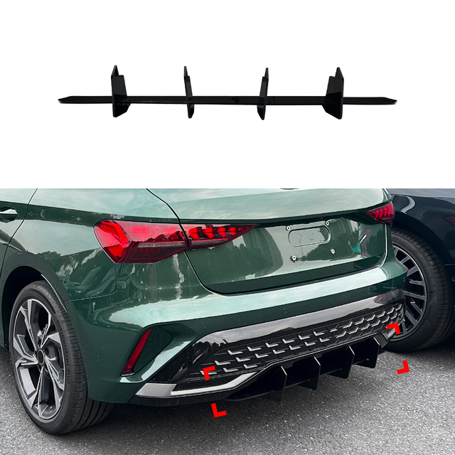 AMP-Z المصد الخلفي سبويلر الناشر الشفة ل Audi A3 8Y Sline Facelift Hatchback 2025+