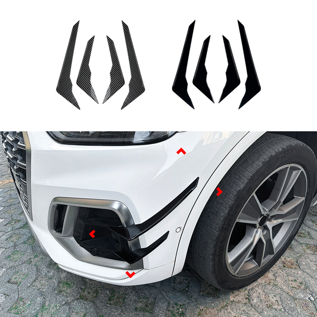 AMP-Z المصد الأمامي زعانف سبويلر جانبية لـ Audi Q5 FY Sline Facelift 2021-2024